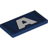 Tile 2 × 4 with White 'A' and Black Lines Pattern Dark Blue