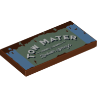 Tile 2 × 4 with Tow Mater Radiator Springs Sign print Reddish Brown