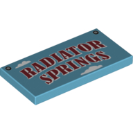 Tile 2 × 4 with 'RADIATOR SPRINGS' Sign print Medium Azure