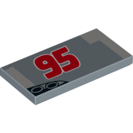 Tile 2 × 4 with Red '95', Exhaust Pipes Print (Lightning McQueen) Sand Blue