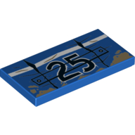 Tile 2 × 4 with Car Door and 25 print Blue