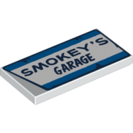 Tile 2 × 4 with 'Smokey's Garage' Sign print White