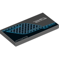 Tile 2 × 4 with Door and 2.0 print Dark Bluish Gray