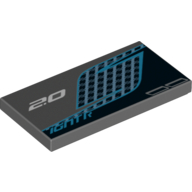 Tile 2 × 4 with Door and 2.0 print Dark Bluish Gray