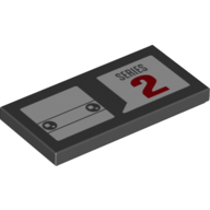 Tile 2 × 4 with White Squares in Black Circles and Red Number 2 Print Schwarz