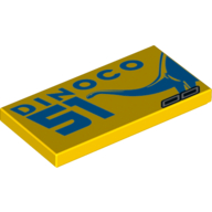 Tile 2 × 4 with Dinoco 51 Print Gelb