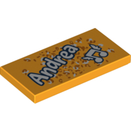 Tile 2 × 4 with 'Andrea', Music Note print Bright Light Orange