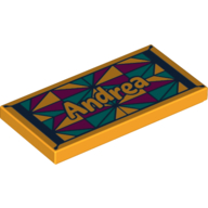 Tile 2 × 4 with 'Andrea' on Mosaic print Bright Light Orange