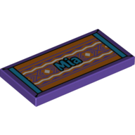 Tile 2 × 4 with Medium Azure "Mia" on Throw-rug print Dark Purple