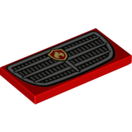 Tile 2 × 4 with Grille with Fire Logo Print Red