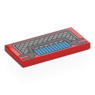 Tile 2 × 4 with Grill, Winch with Dark Azure Rope print Red