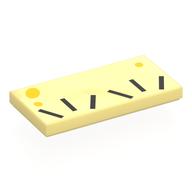 Tile 2 × 4 with Black Lines/Eyelashes, Yellow Spots print Leuchtendes Hellgelb