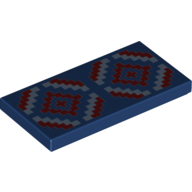 Tile 2 × 4 with Bright Light Blue and Dark Red Geometric Design Print Dark Blue