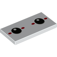 Tile 2 × 4 with Black Eyes, Red Dots print White