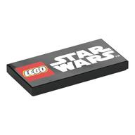 Tile 2 × 4 with 'LEGO STAR WARS' print in Black