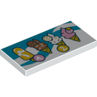 Tile 2 × 4 with Ice Cream, Popsicles on Dark Azure Background print White