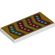 Tile 2 × 4 with Red, Blue, and Dark Turquoise Arrows on Yellow Background Print White