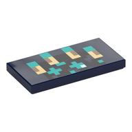 Tile 2 × 4 with Pixelated Tan/Dark Turquoise Rib Cage print Dark Blue