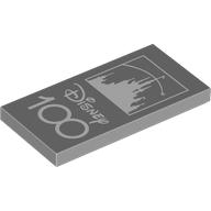 Tile 2 × 4 with White Castle, 'DISNEY 100' print Light Bluish Gray