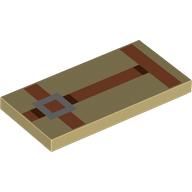 Tile 2 × 4 with Pixelated Dark Orange Straps, Silver Buckles print Beige