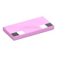 Tile 2 × 4 with Two White and Two Black Squares Print (Eyes) Bright Pink