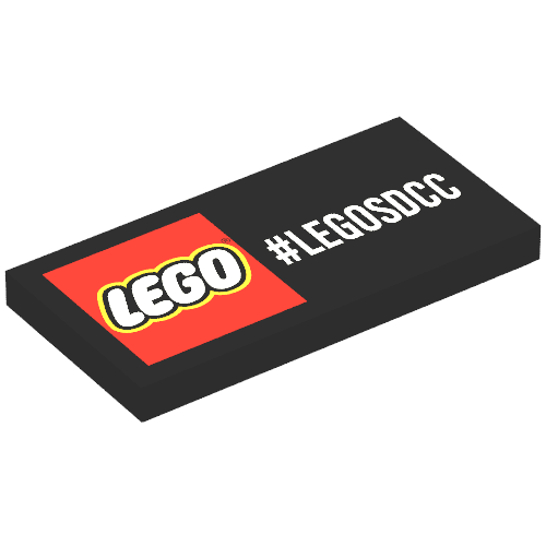 Tile 2 × 4 with Lego Logo and #LEGOSDCC Print Black