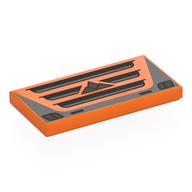Tile 2 × 4 with Black/Silver Car Grill, Emblem print Orange