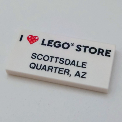 Tile 2 × 4 with 'I Heart LEGO STORE Scottsdale Quarter, AZ' print Weiß