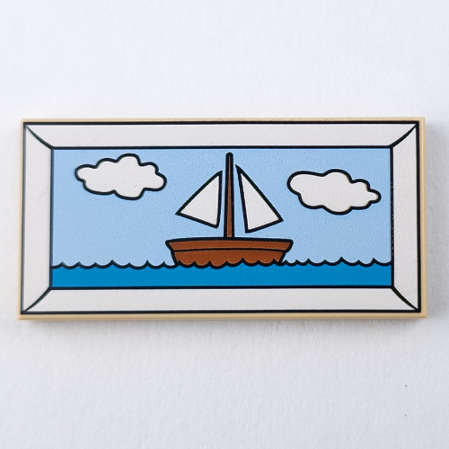 Tile 2 × 4 with Painting of Sail Boat print Tan