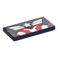 Tile 2 × 4 with Captain America Chest print Dunkelblau