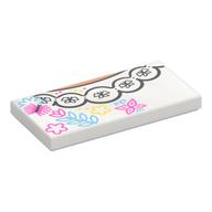 Tile 2 × 4 with Flowers, Butterflies, White Pearl Necklace print Weiß