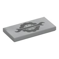Tile 2 × 4 with Black Wrench, Tire print Light Bluish Gray