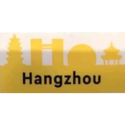 Tile 2 × 4 with 'Hangzhou' and Yellow Landmarks Print White