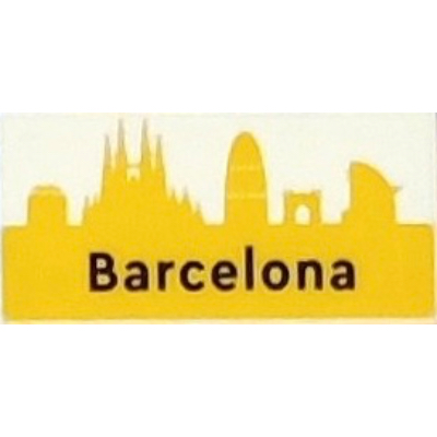Tile 2 × 4 with 'Barcelona' and Yellow Landmarks Print Weiß