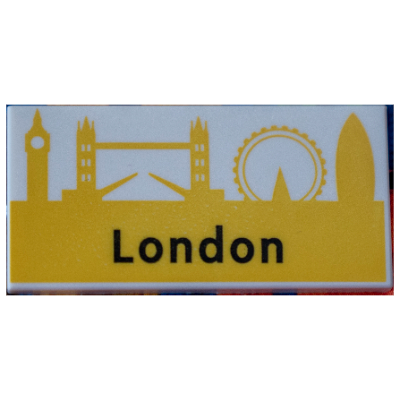 Tile 2 × 4 with 'London' and Yellow Landmarks Print Weiß