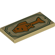 Tile 2 × 4 with Orange Fish On Sign print Tan