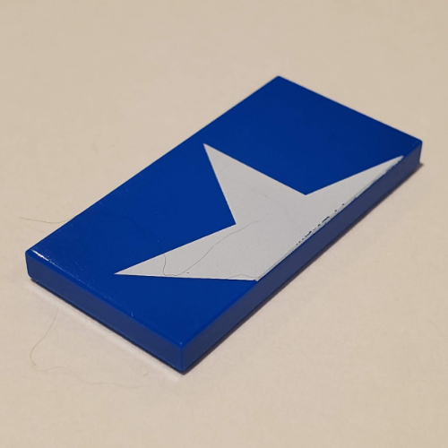 Tile 2 × 4 with Half White Star print Blue
