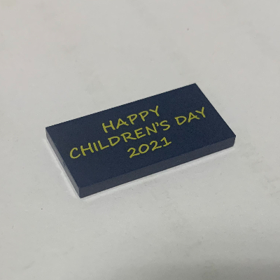 Tile 2 × 4 with Gold 'HAPPY CHILDREN'S DAY 2021' print Dark Blue