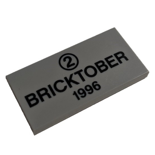 Tile 2 × 4 with '2' in Circle, 'BRICKTOBER 1996' print Light Bluish Gray
