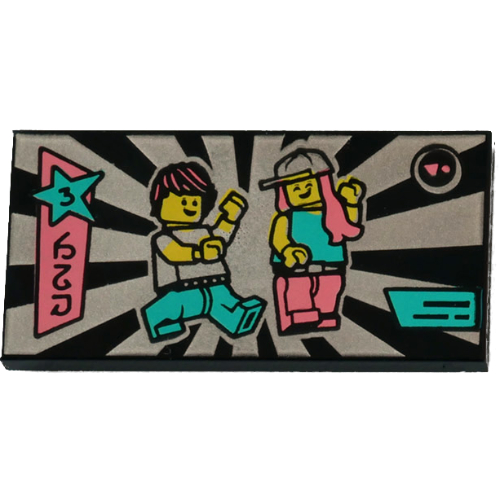 Tile 2 × 4 with Dancing Figure Print (VIDIYO) in Black