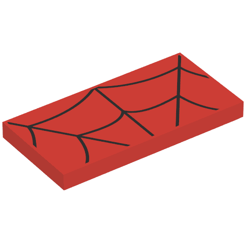 Tile 2 × 4 with Black Web Print (Spiderman) Rot