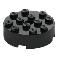 Brick Round 4 × 4 Centre Hole Black