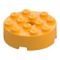 Brick Round 4 × 4 Centre Hole Leuchtendes Hellorange