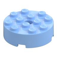Brick Round 4 × 4 Centre Hole Leuchtendes Hellblau