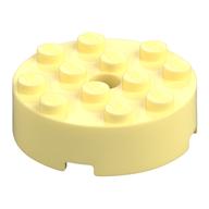 Brick Round 4 × 4 Centre Hole Leuchtendes Hellgelb