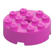 Brick Round 4 × 4 Centre Hole Dunkelrosa