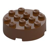 Brick Round 4 × 4 Centre Hole Rotbraun