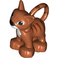 Duplo Animal Cat / Kitten Striped with White Chest and Mouth Print Dunkelorange