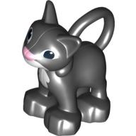 Duplo Animal Cat / Kitten Solid with White Chest and Mouth Print Schwarz