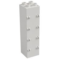 Duplo Building Wall 2 × 2 × 6 with Drawer Slots on One Side and Eight Hinges on the Other Weiß